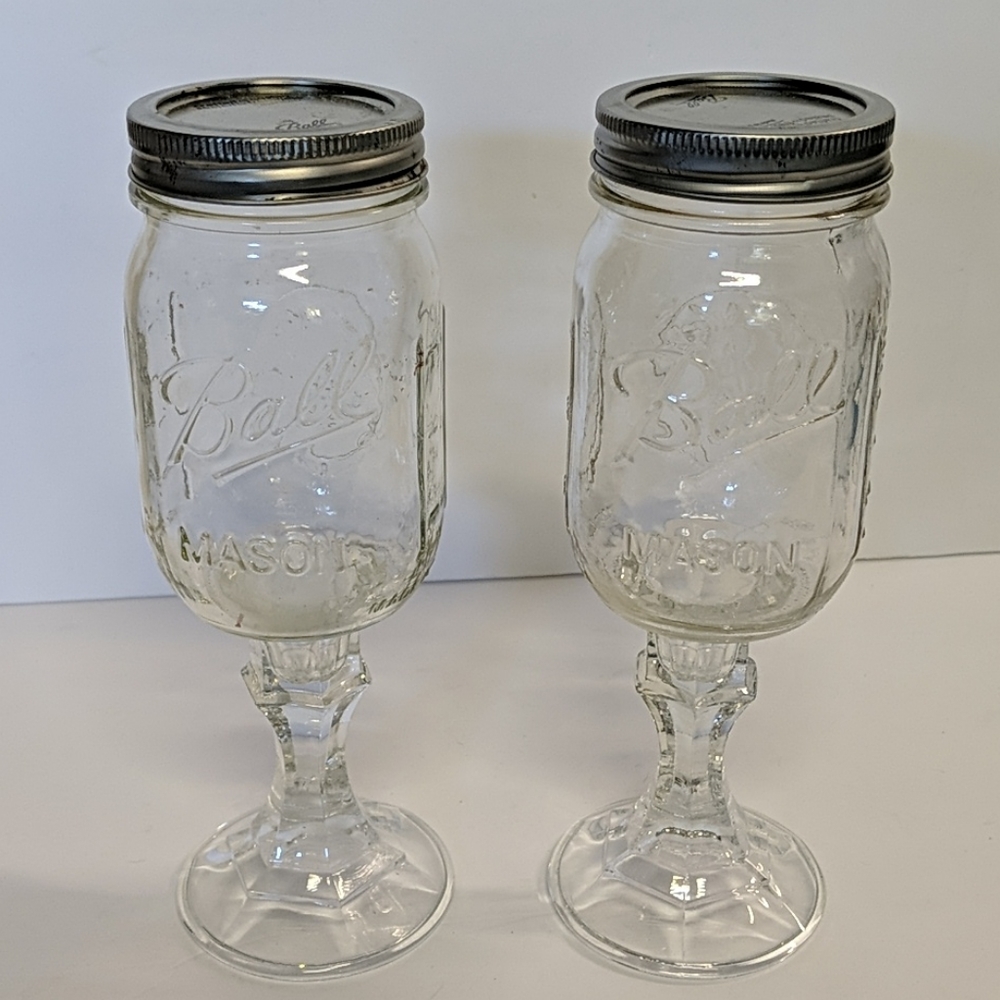 Ball Mason jar stem glass set